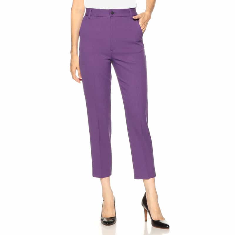 BARNEYS NEW YORK ウォッシャブルバックウエストゴムスリムクロップドパンツ PURPLE