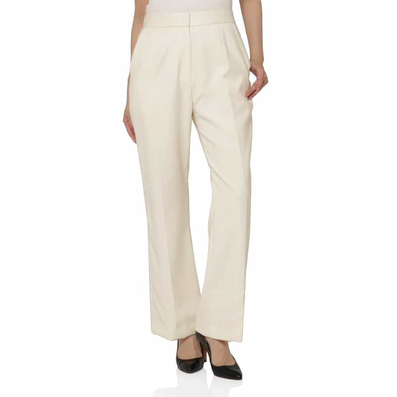 BARNEYS NEW YORK ダブルクロス素材 ストレートパンツ OFF WHITE