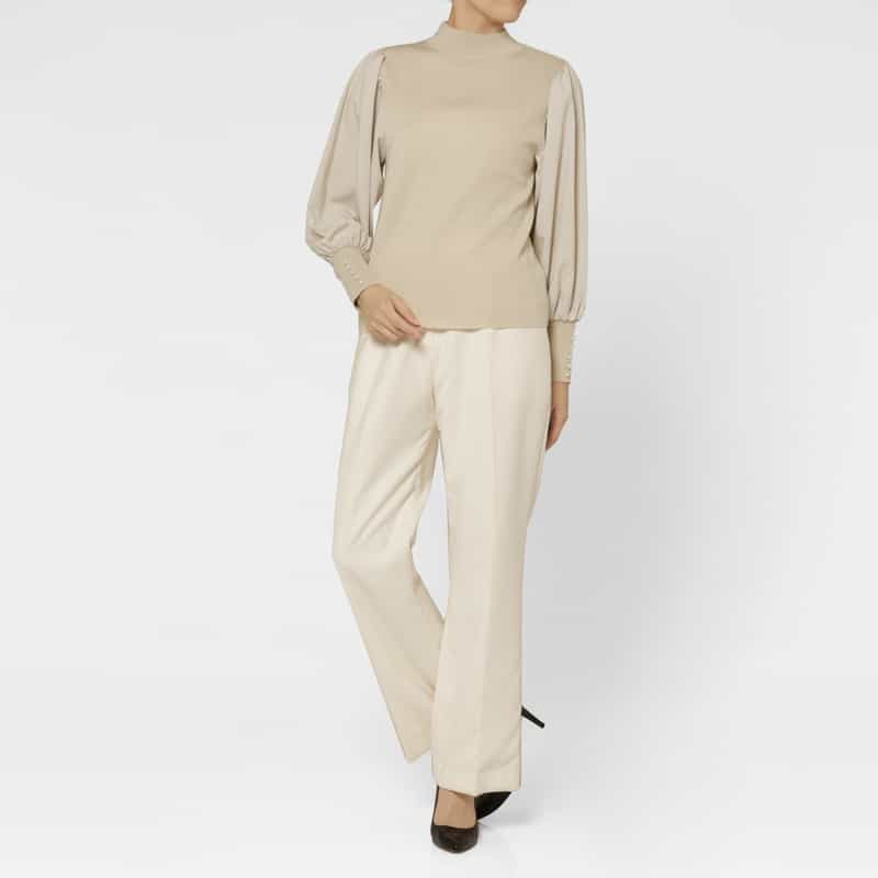 BARNEYS NEW YORK ダブルクロス素材 ストレートパンツ OFF WHITE