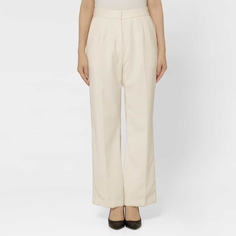 BARNEYS NEW YORK ダブルクロス素材 ストレートパンツ OFF WHITE
