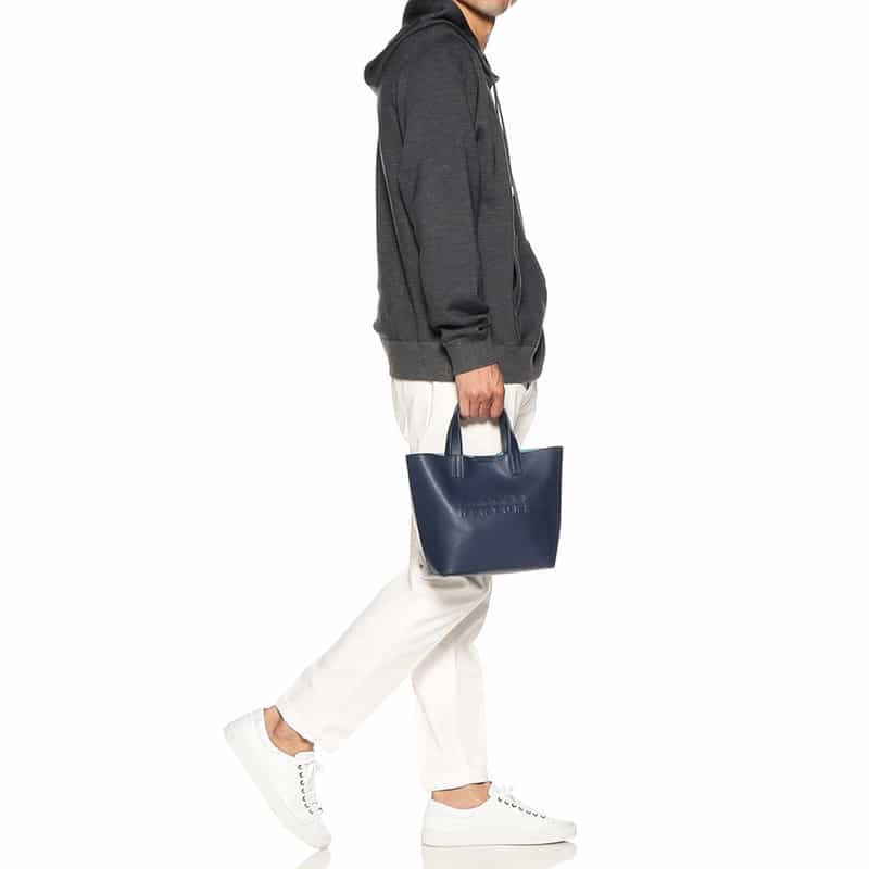 BARNEYS NEW YORK ロゴトートバッグ (S) NAVY
