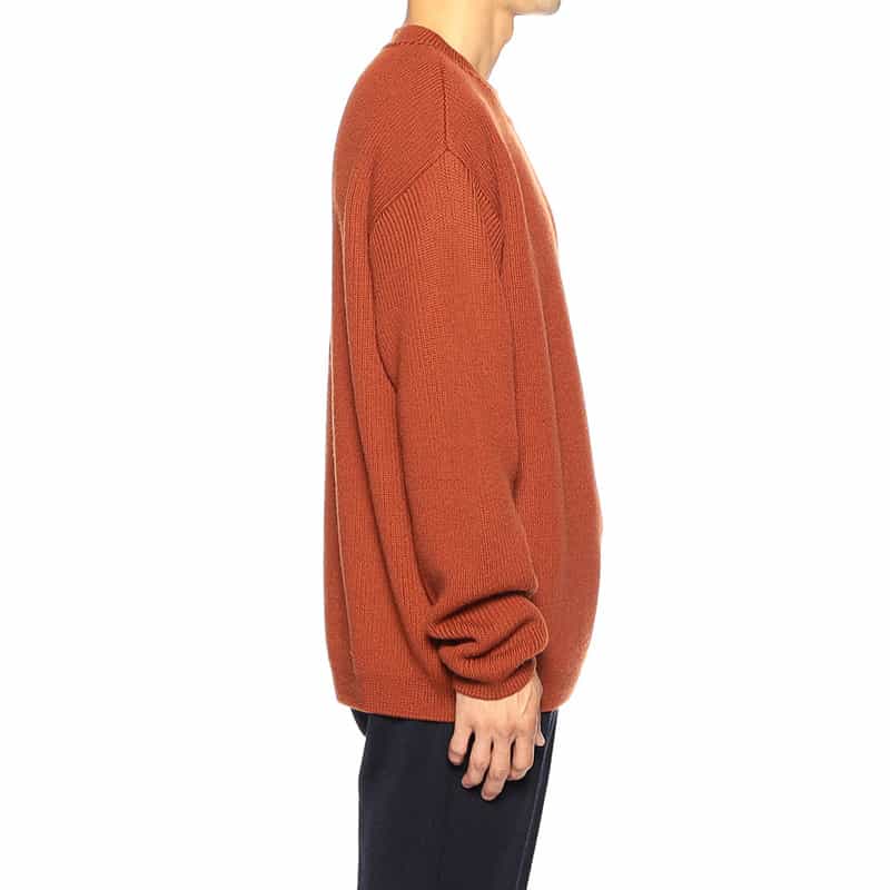 BARNEYS NEW YORK 畦編みクルーネックニットプルオーバー ORANGE