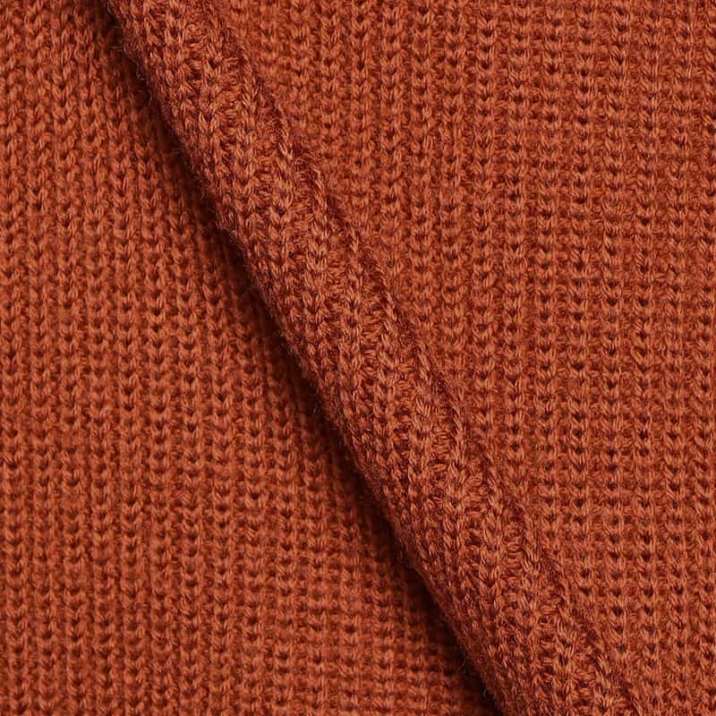 BARNEYS NEW YORK 畦編みクルーネックニットプルオーバー ORANGE