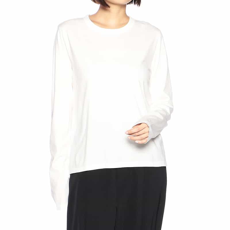 BARNEYS NEW YORK ウォッシャブルコットンロングスリーブカットソー WHITE