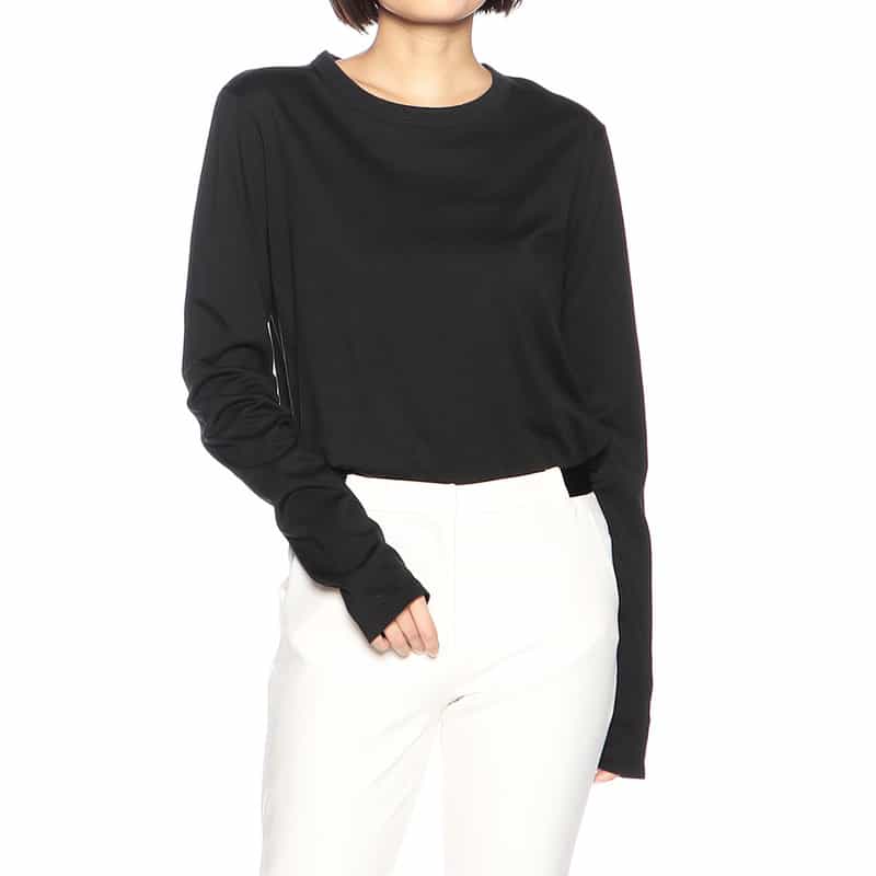 BARNEYS NEW YORK ウォッシャブルコットンロングスリーブカットソー BLACK