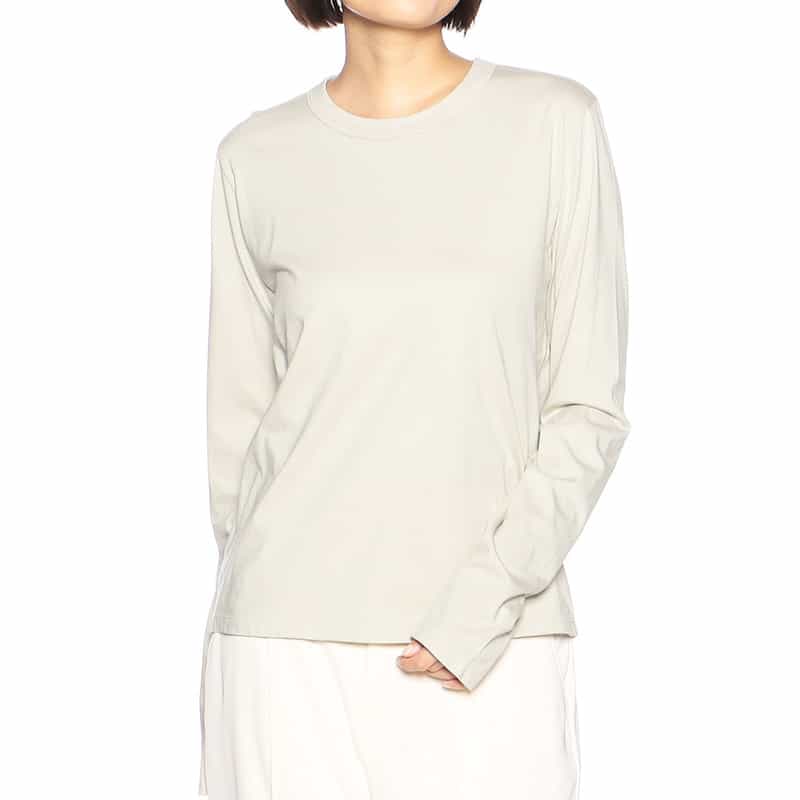 BARNEYS NEW YORK ウォッシャブルコットンロングスリーブカットソー GRAY BEIGE
