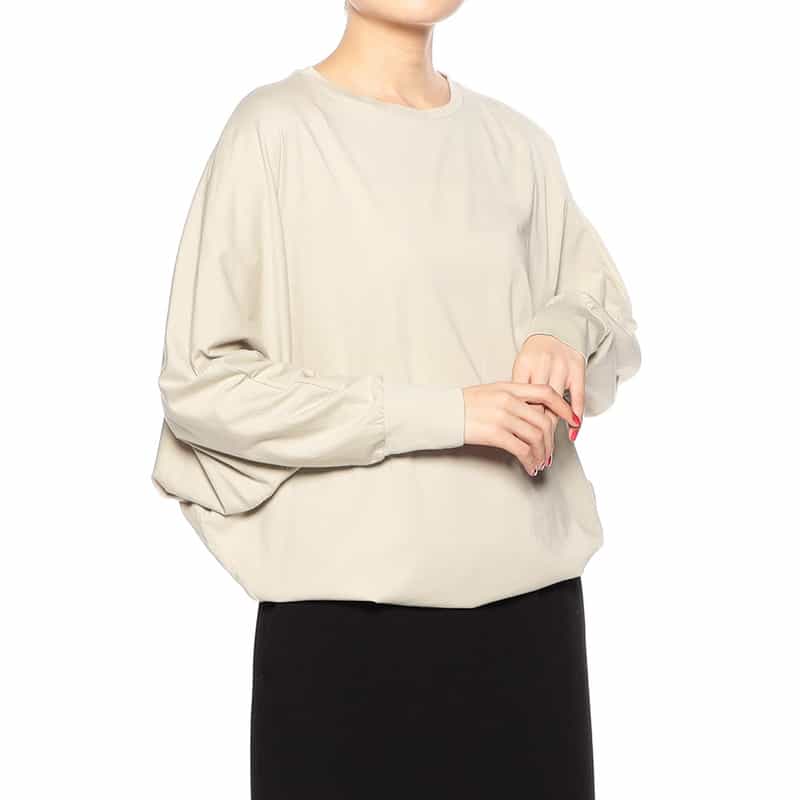 BARNEYS NEW YORK ウォッシャブルコットンドルマンスリーブカットソー GRAY BEIGE