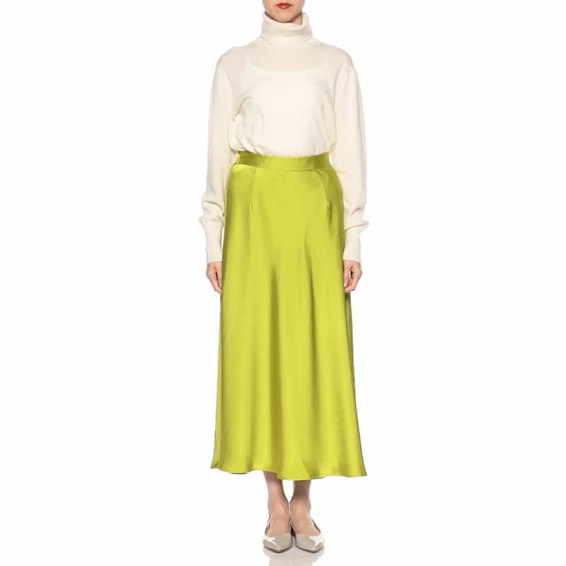 BARNEYS NEW YORK ウォッシャブルシャイニーロングスカート LIGHT GREEN