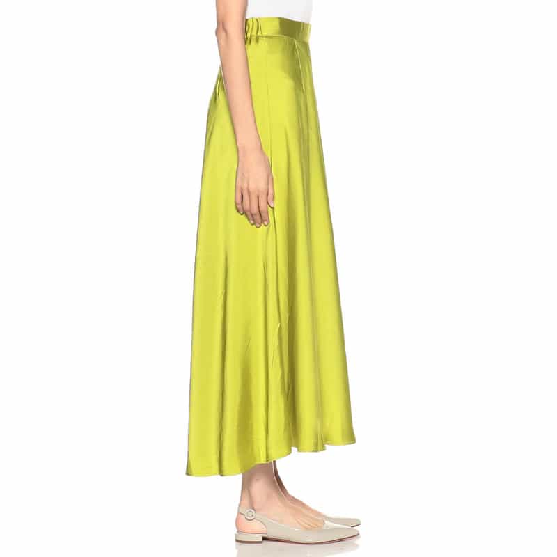 BARNEYS NEW YORK ウォッシャブルシャイニーロングスカート LIGHT GREEN