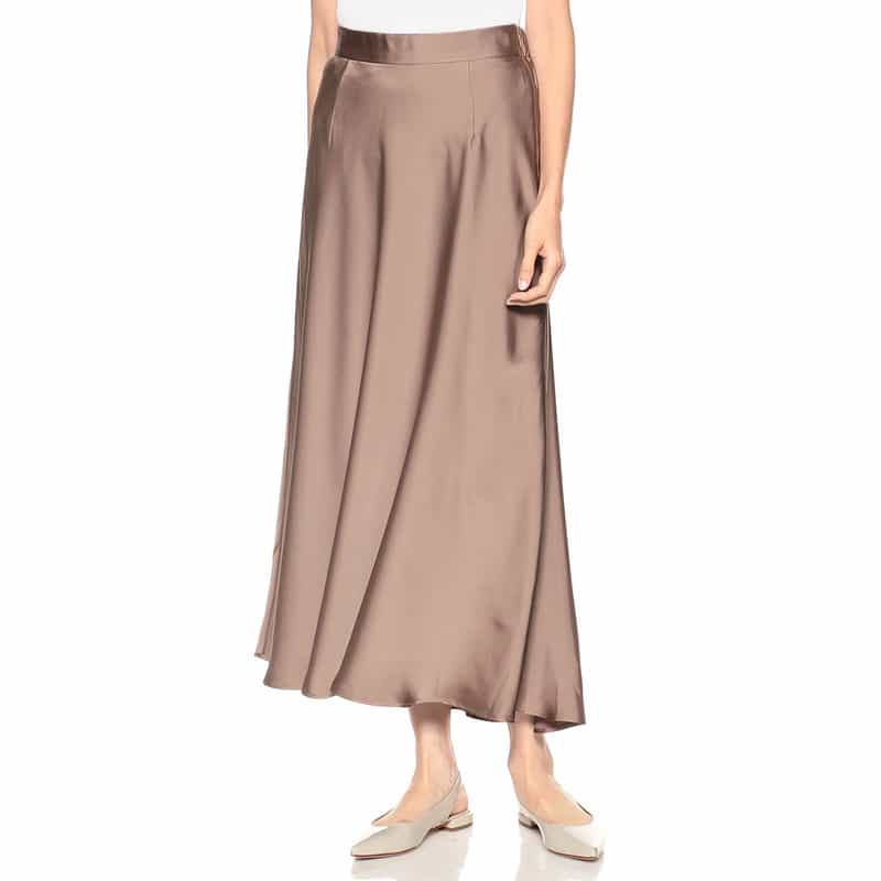 BARNEYS NEW YORK ウォッシャブルシャイニーロングスカート BROWN