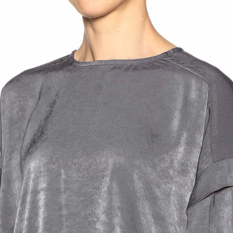 BARNEYS NEW YORK ウォッシャブルフリルスリーブブラウス GRAY