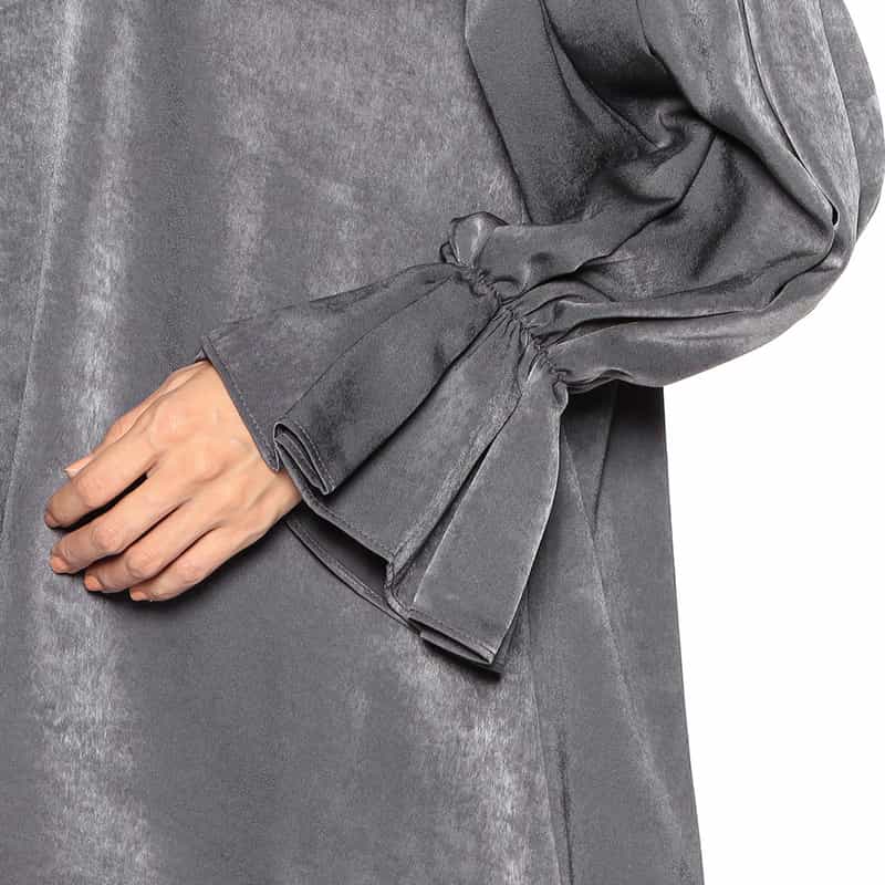 BARNEYS NEW YORK ウォッシャブルフリルスリーブブラウス GRAY