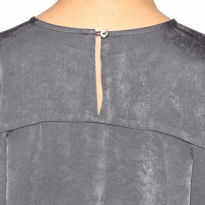 BARNEYS NEW YORK ウォッシャブルフリルスリーブブラウス GRAY