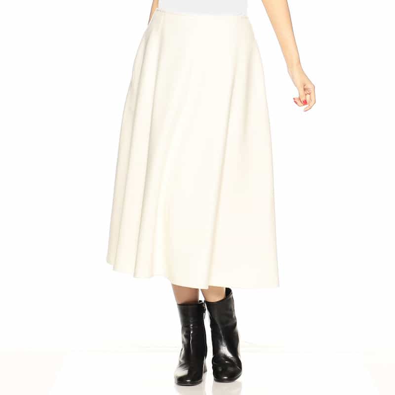 BARNEYS NEW YORK メルトンジャージーフレアスカート WHITE