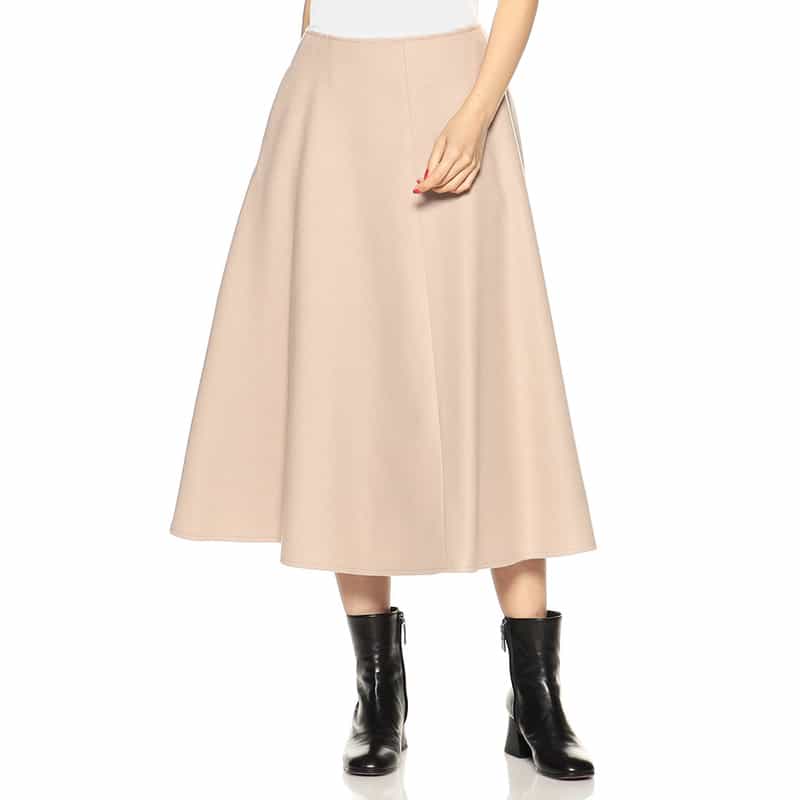 BARNEYS NEW YORK メルトンジャージーフレアスカート LT BEIGE
