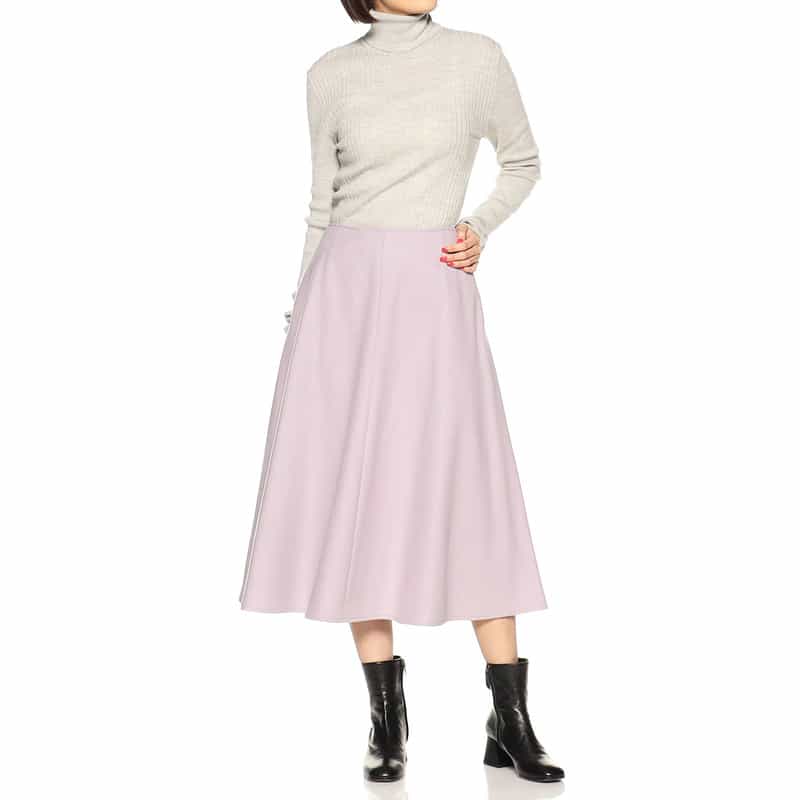 BARNEYS NEW YORK メルトンジャージーフレアスカート LIGHT PURPLE