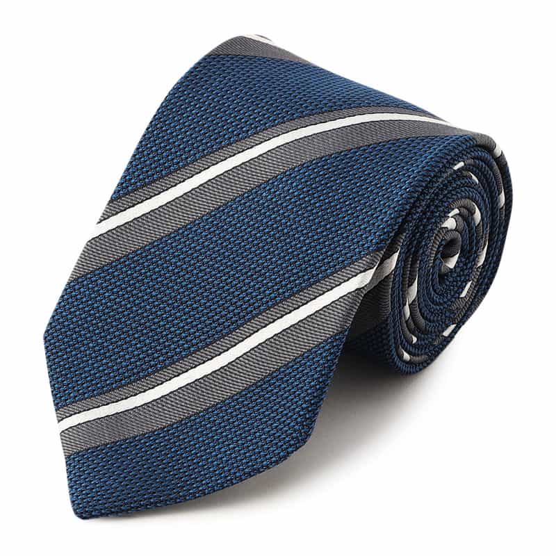 STEFANO BIGI ガルザストライプ柄タイ BLUE