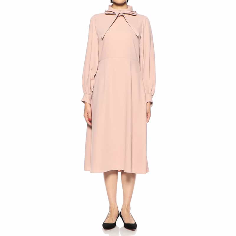 BARNEYS NEW YORK ウォッシャブル ハイウエストフレアドレス LIGHT PINK