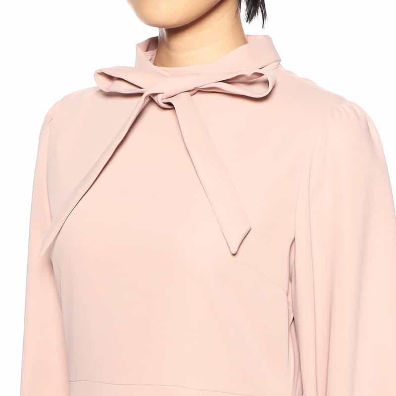 BARNEYS NEW YORK ウォッシャブル ハイウエストフレアドレス LIGHT PINK