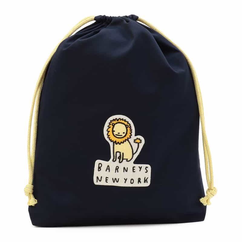 BARNEYS NEW YORK ライオンワッペン付き巾着（M） NAVY