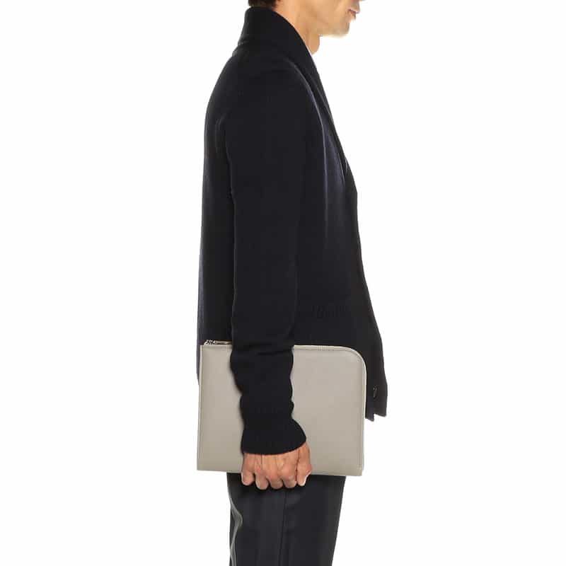 BARNEYS NEW YORK レザークラッチバッグ GRAY