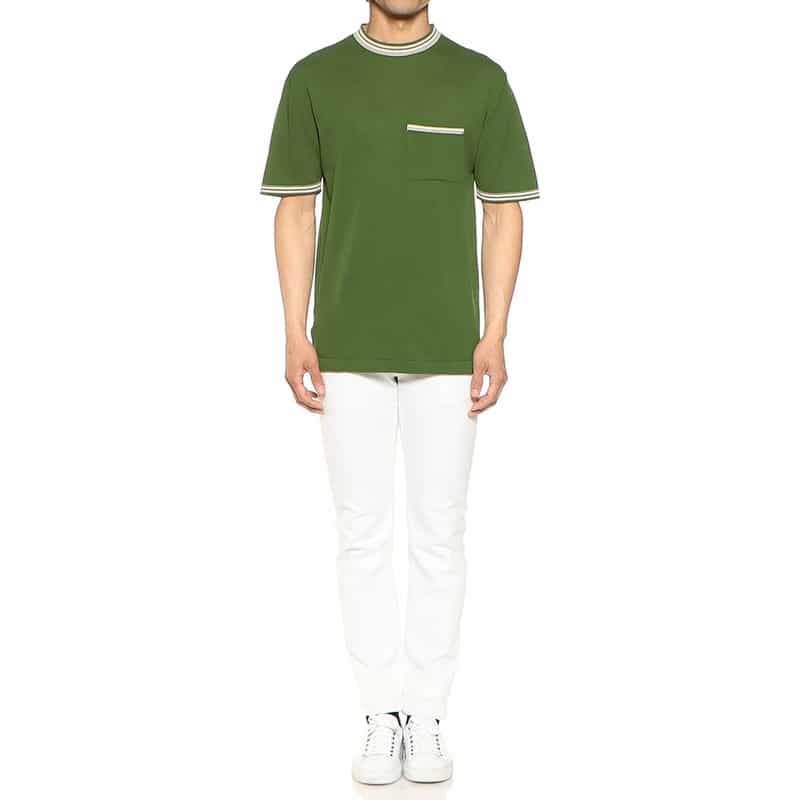 DANIELE FIESOLI ボーダートリムニットTシャツ KHAKI