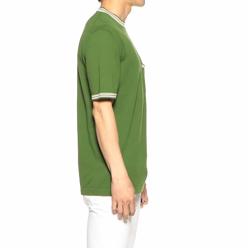 DANIELE FIESOLI ボーダートリムニットTシャツ KHAKI