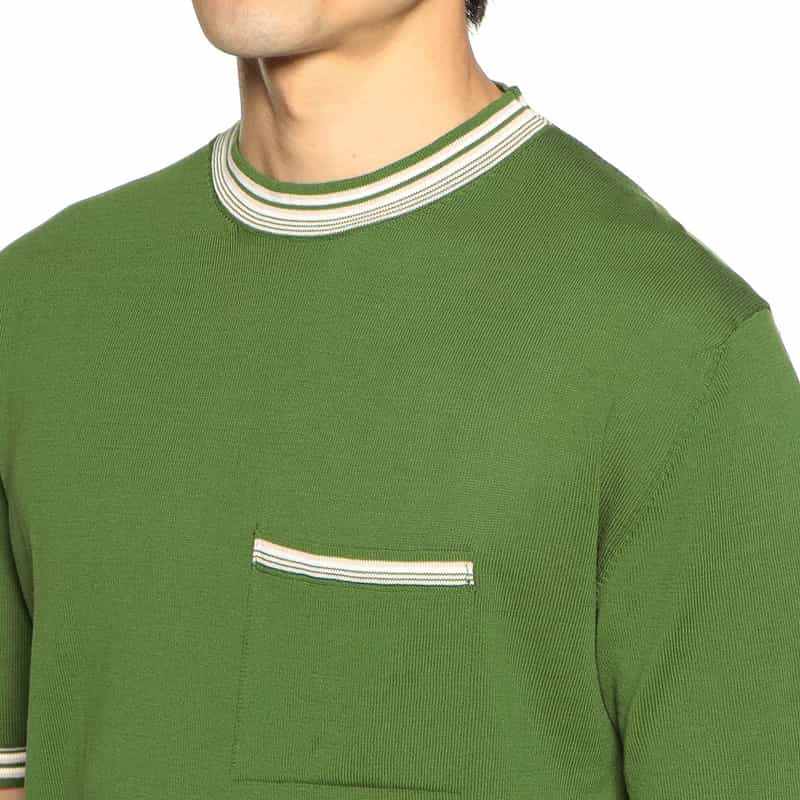 DANIELE FIESOLI ボーダートリムニットTシャツ KHAKI
