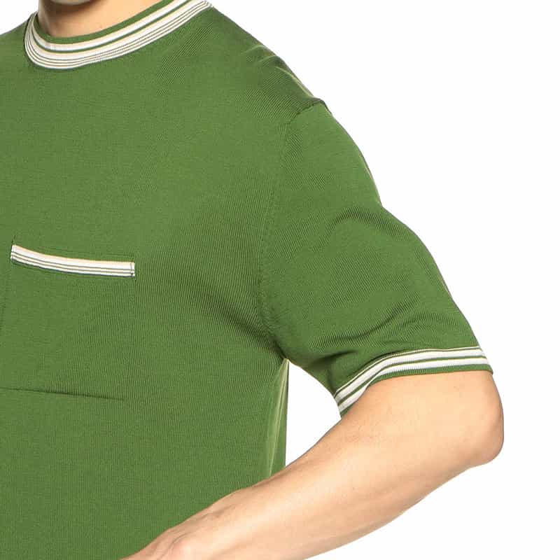 DANIELE FIESOLI ボーダートリムニットTシャツ KHAKI