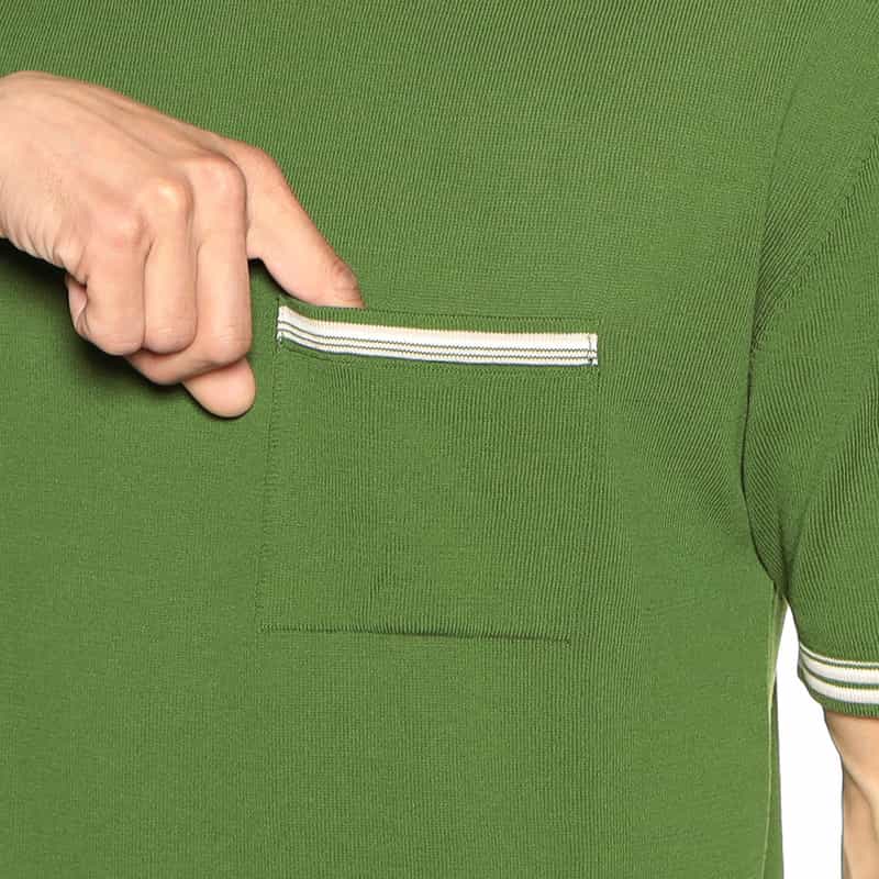 DANIELE FIESOLI ボーダートリムニットTシャツ KHAKI