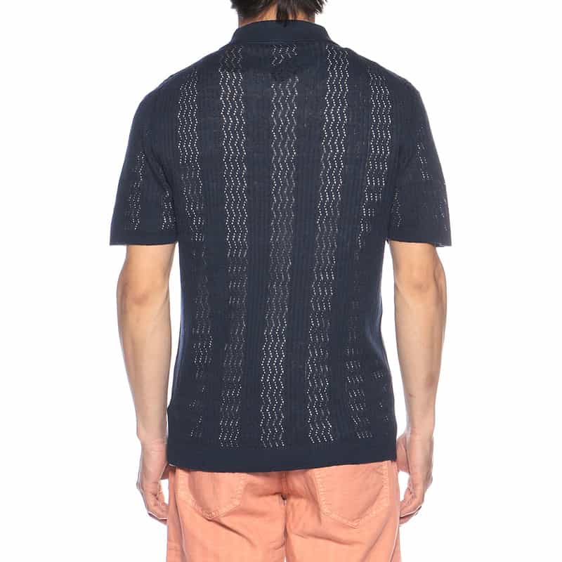 DANIELE FIESOLI リネン×コットン シアーニットシャツ NAVY