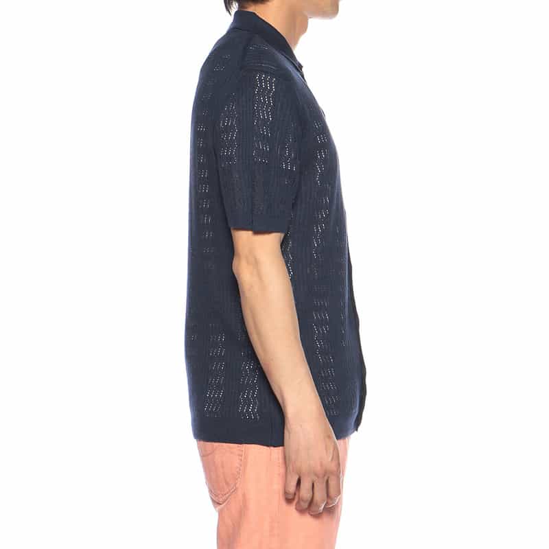 DANIELE FIESOLI リネン×コットン シアーニットシャツ NAVY