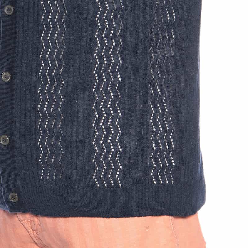 DANIELE FIESOLI リネン×コットン シアーニットシャツ NAVY