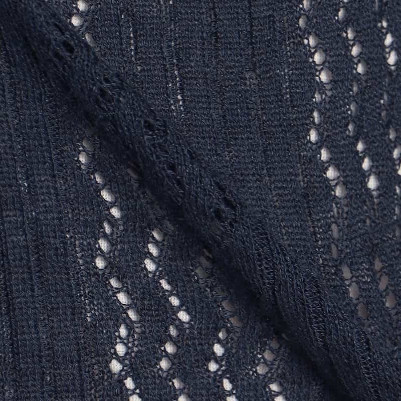 DANIELE FIESOLI リネン×コットン シアーニットシャツ NAVY