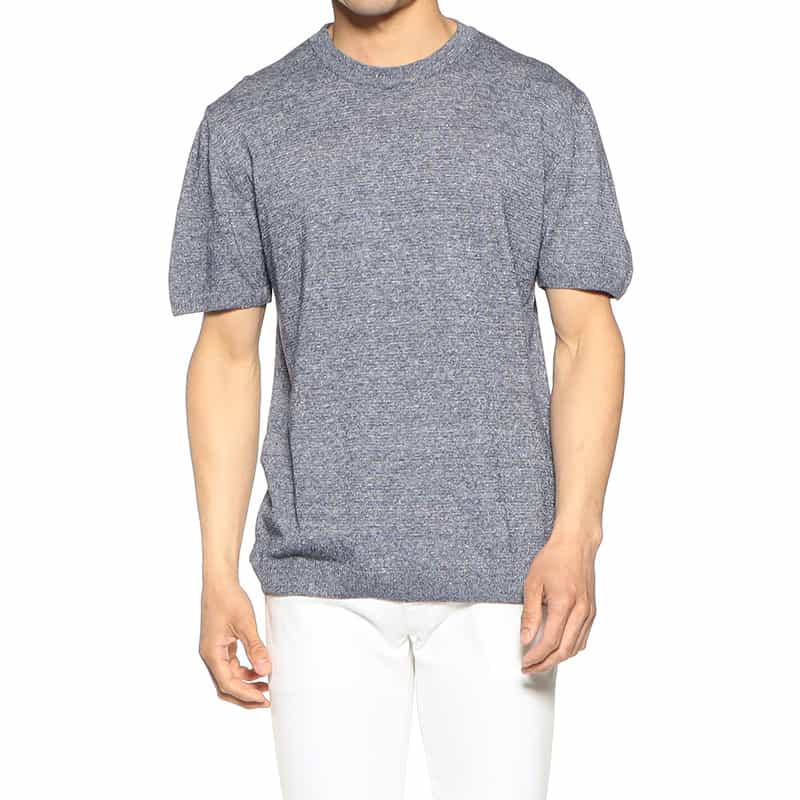 DANIELE FIESOLI リネン×コットンニットTシャツ NAVY