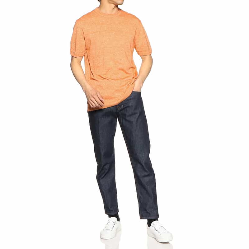 DANIELE FIESOLI リネン×コットンニットTシャツ ORANGE