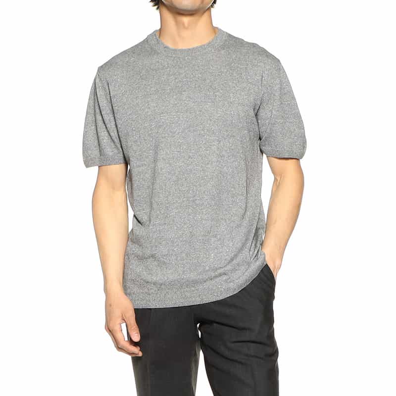 DANIELE FIESOLI リネン×コットンニットTシャツ GRAY