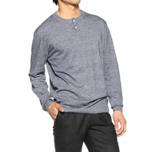 リネン×コットンヘンリーネックニットプルオーバー