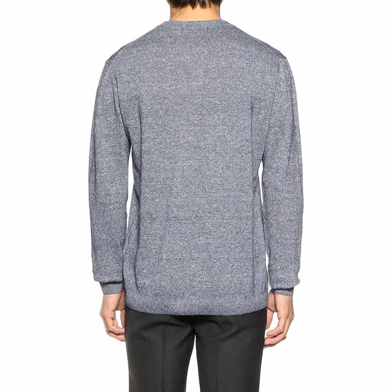 DANIELE FIESOLI リネン×コットンヘンリーネックニットプルオーバー NAVY