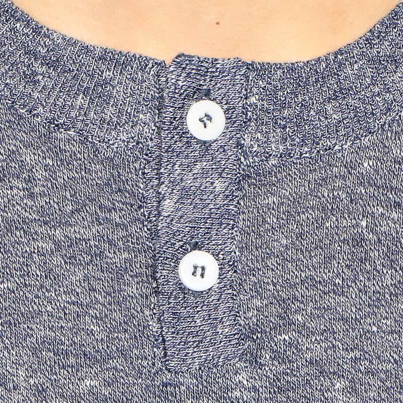 DANIELE FIESOLI リネン×コットンヘンリーネックニットプルオーバー NAVY