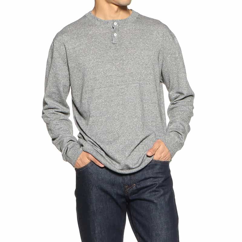 DANIELE FIESOLI リネン×コットンヘンリーネックニットプルオーバー GRAY