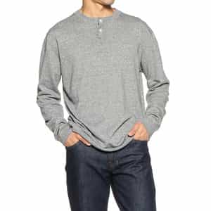 リネン×コットンヘンリーネックニットプルオーバー