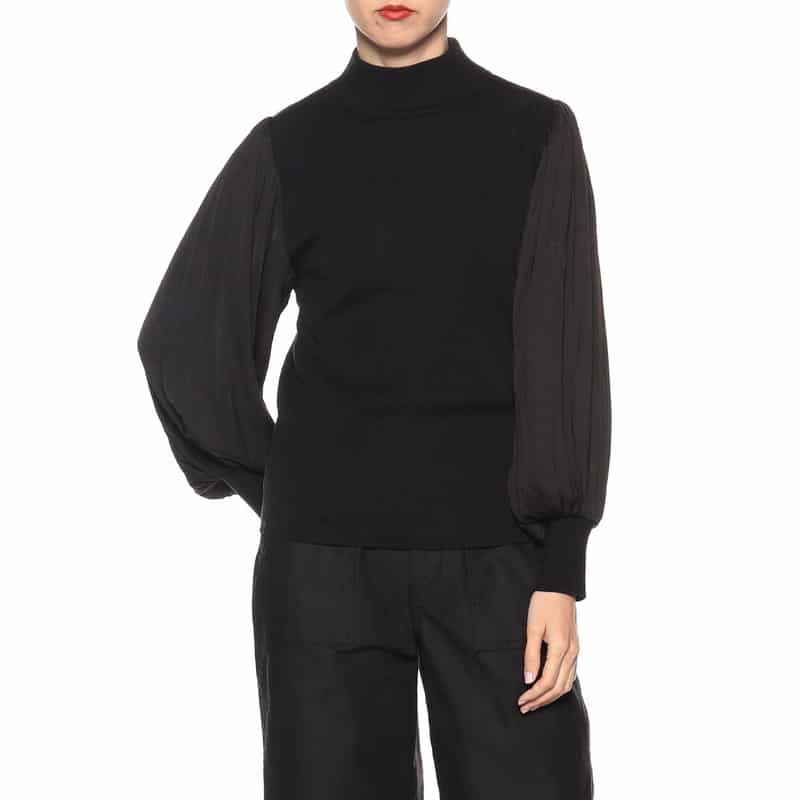 BARNEYS NEW YORK コンビネーションニットプルオーバー BLACK