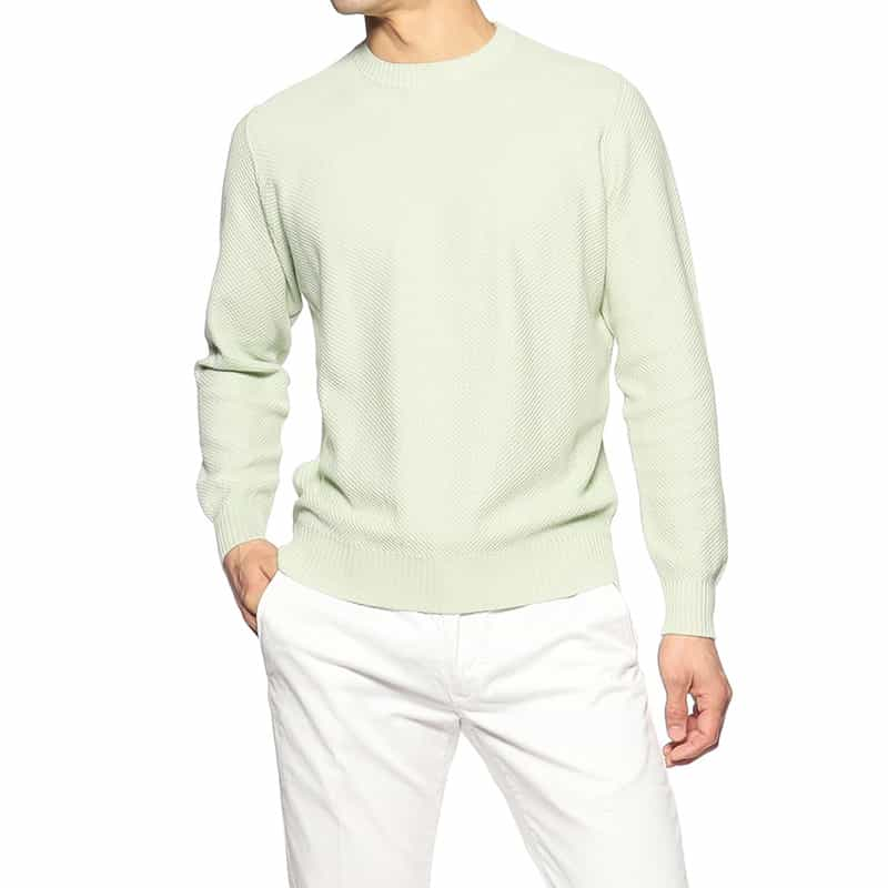 FILIPPO DE LAURENTIIS ハニカムメッシュコットンニットプルオーバー LIGHT GREEN