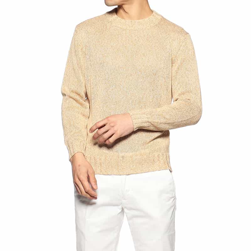 FILIPPO DE LAURENTIIS メランジ調コットンニットプルオーバー CAMEL