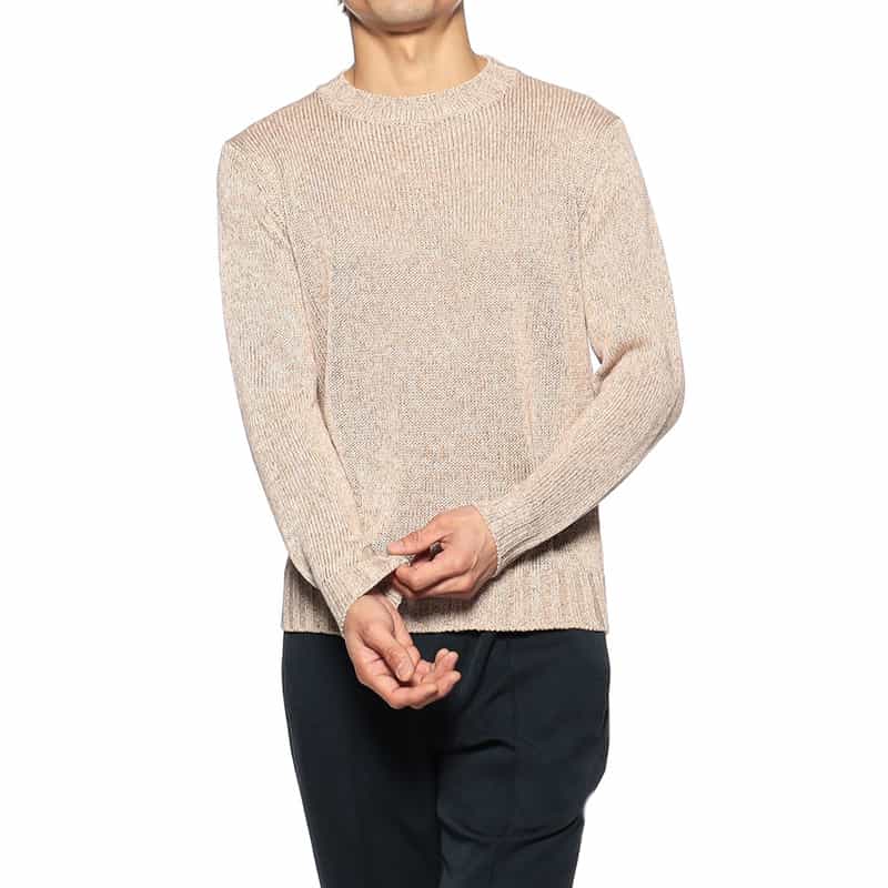 FILIPPO DE LAURENTIIS メランジ調コットンニットプルオーバー BEIGE