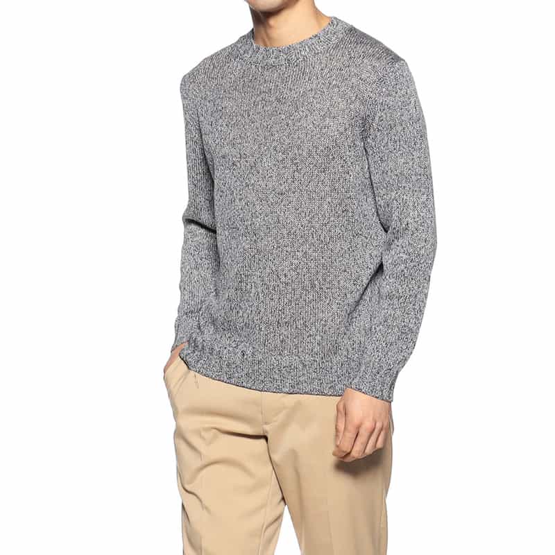 FILIPPO DE LAURENTIIS メランジ調コットンニットプルオーバー NAVY