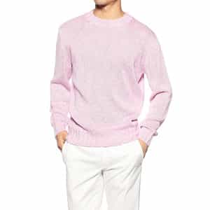 メランジ調コットンニットプルオーバー