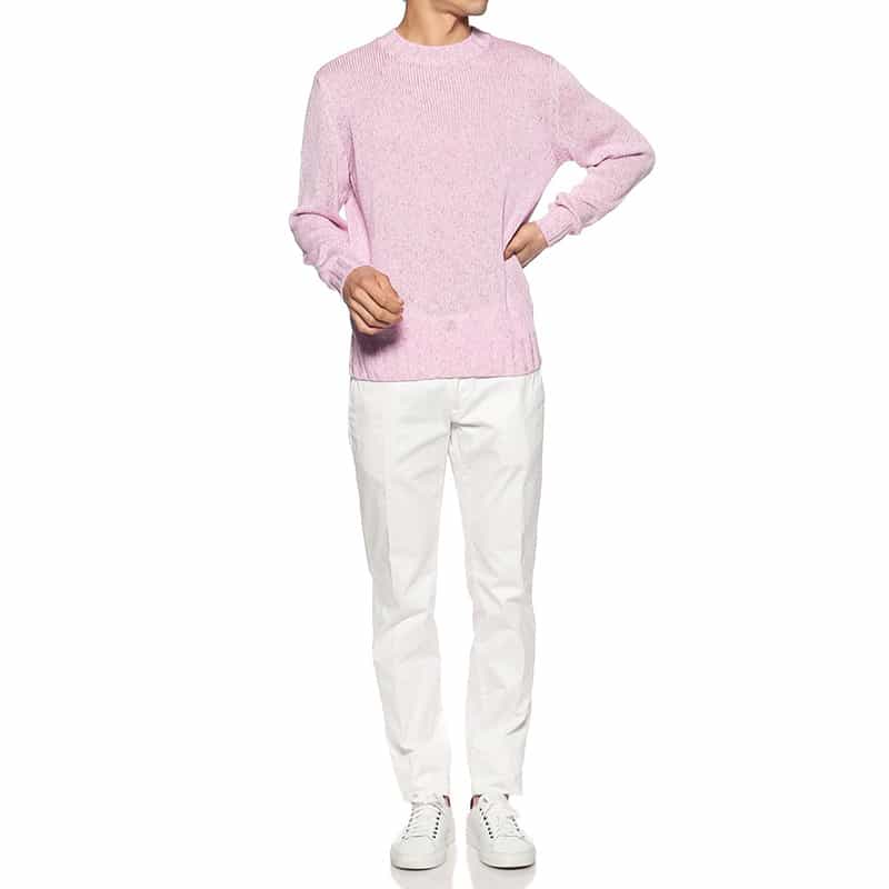 FILIPPO DE LAURENTIIS メランジ調コットンニットプルオーバー PINK