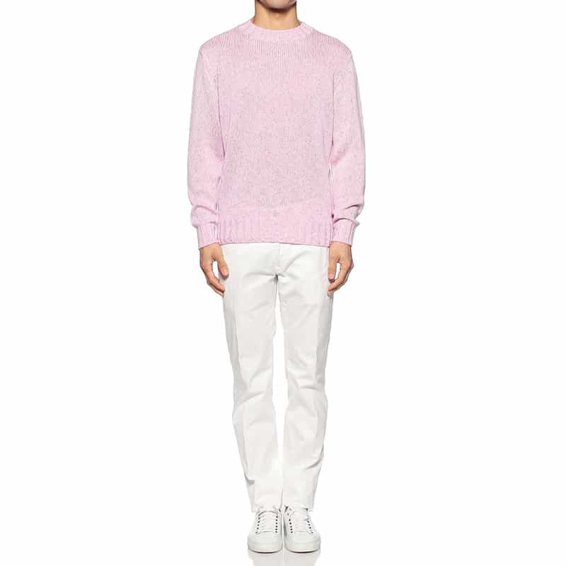 FILIPPO DE LAURENTIIS メランジ調コットンニットプルオーバー PINK